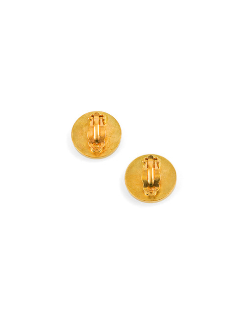 CHANEL golden and black clip-on earrings