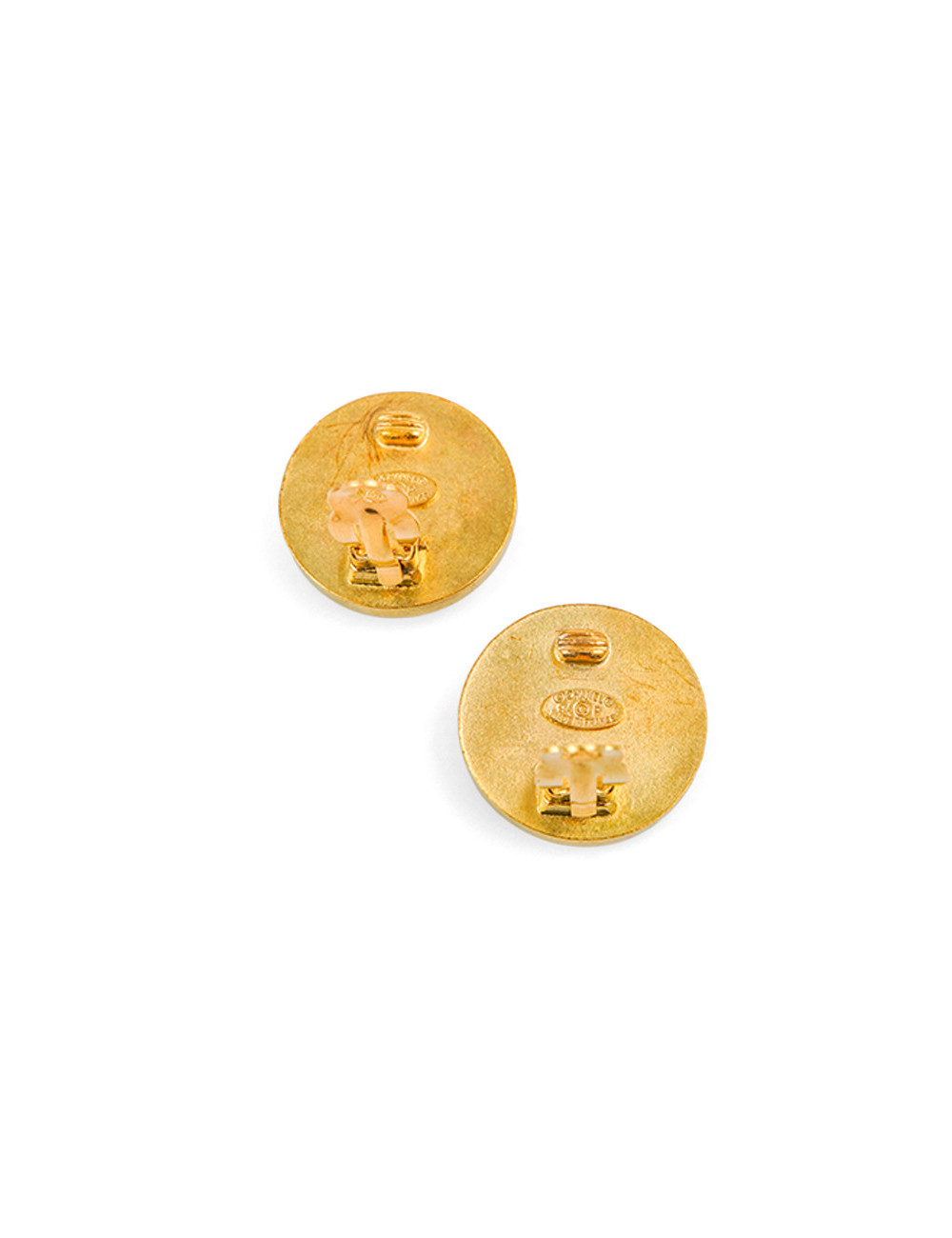 CHANEL golden and black clip-on earrings