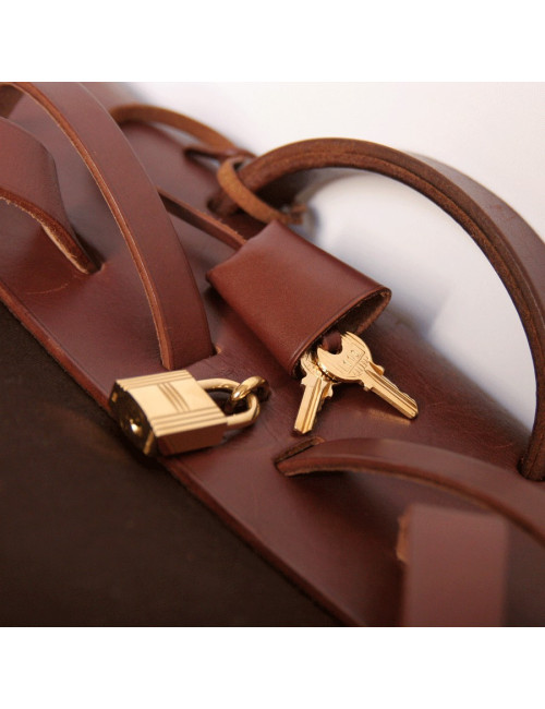 sac HERMES Herbag toile marron PM