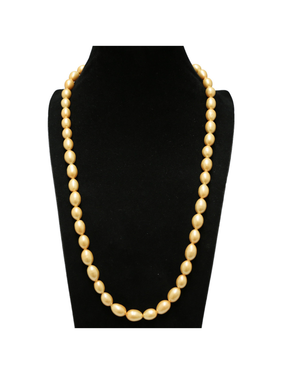 CHANEL vintage pearly light citrine molten glass beads long necklace