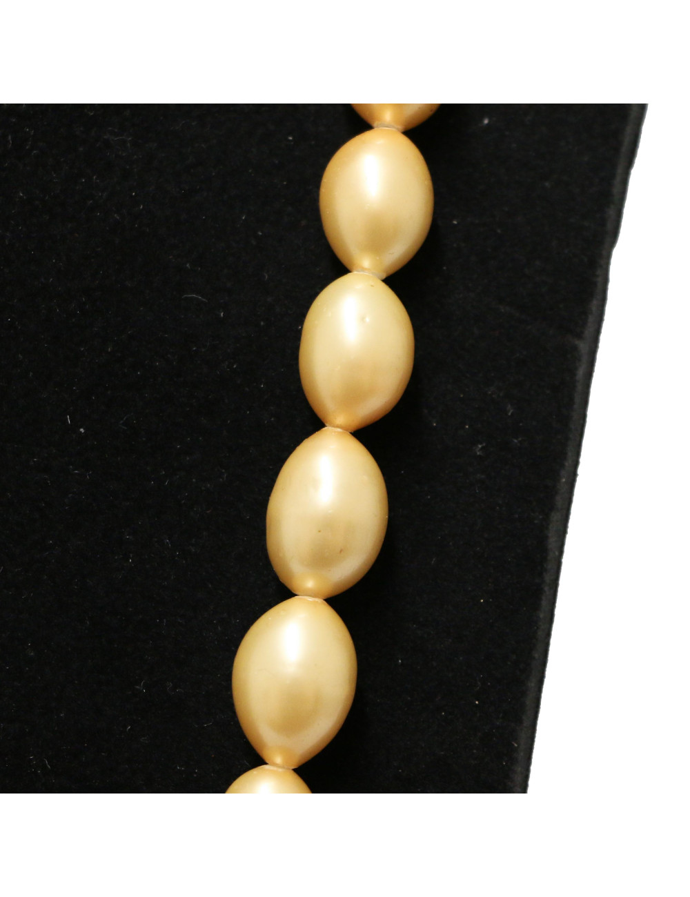 CHANEL vintage pearly light citrine molten glass beads long necklace
