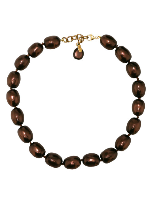 Chocker CHANEL perles nacrées marron glacé