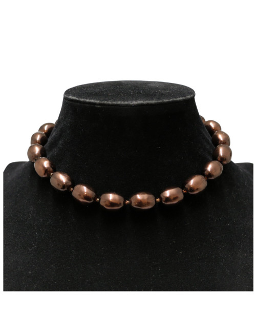 CHANEL pearly glazed brown molten glass choker 