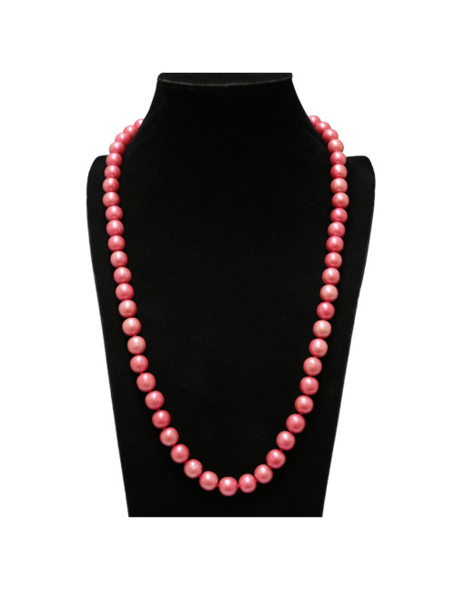 CHANEL vintage pearly pink molten glass long beaded necklace