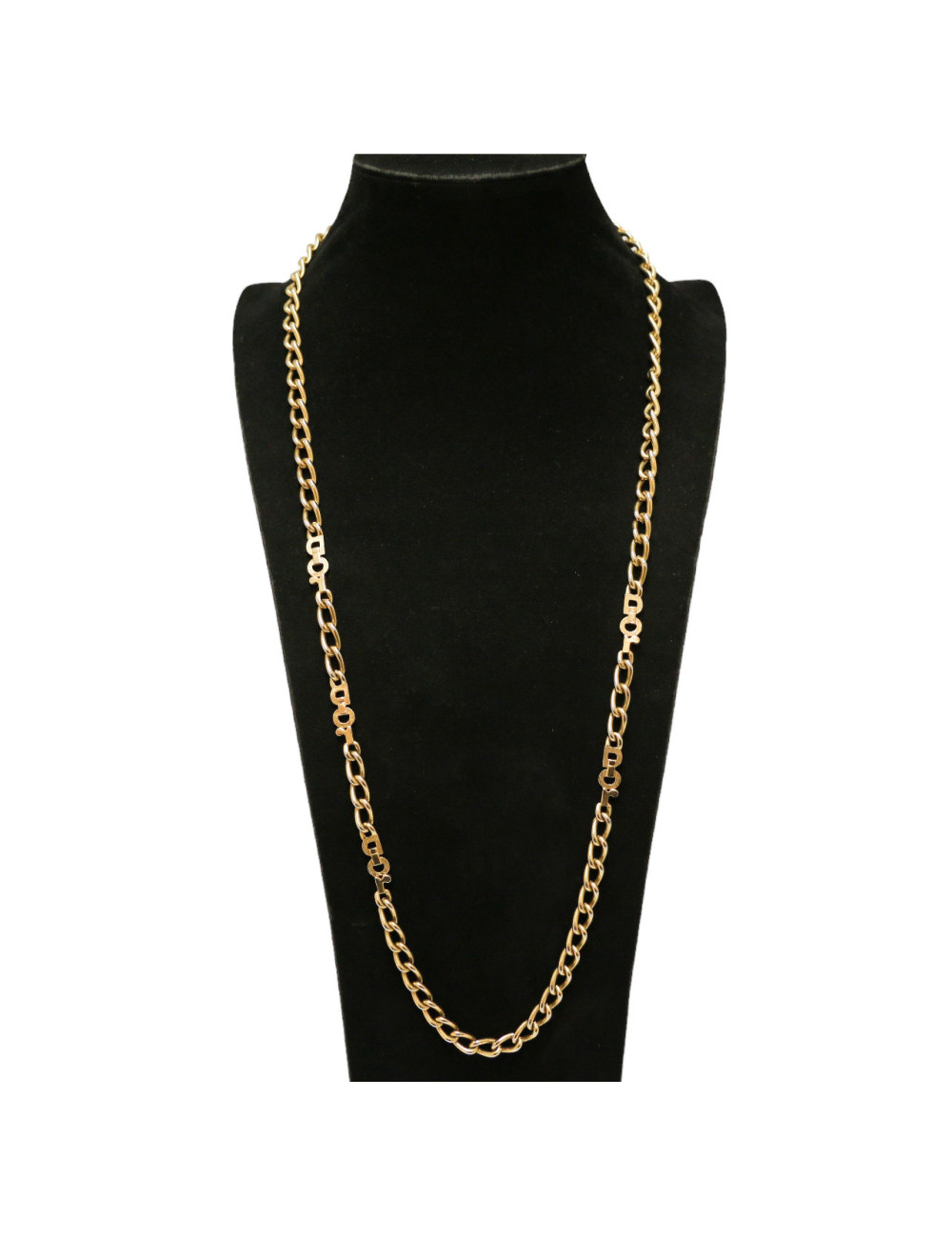 CHRISTIAN DIOR Vintage light gold long necklace