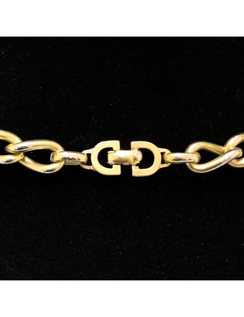 CHRISTIAN DIOR Vintage light gold long necklace