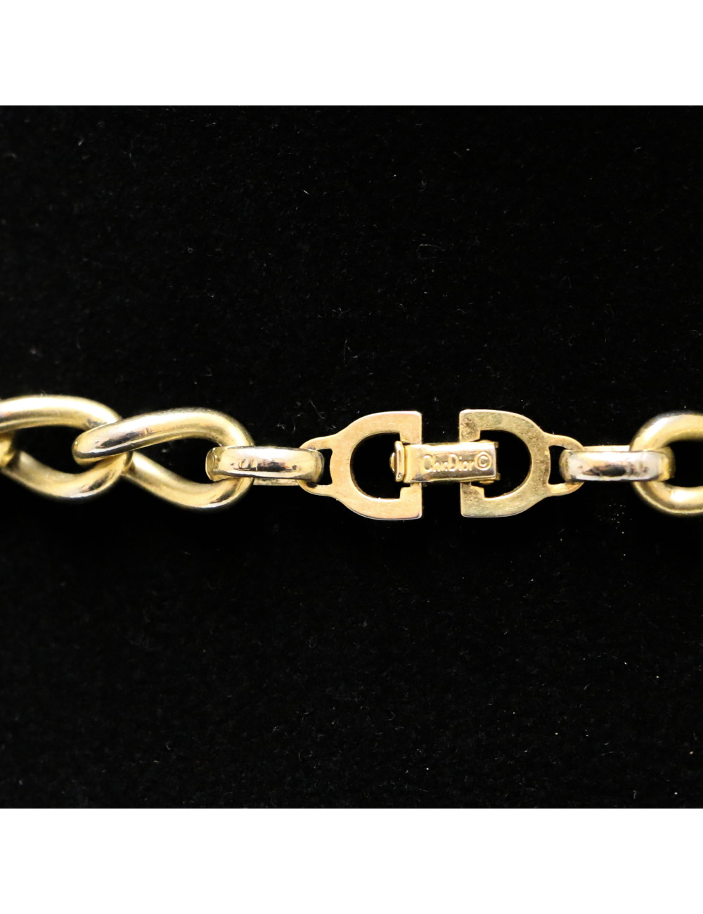 CHRISTIAN DIOR Vintage light gold long necklace