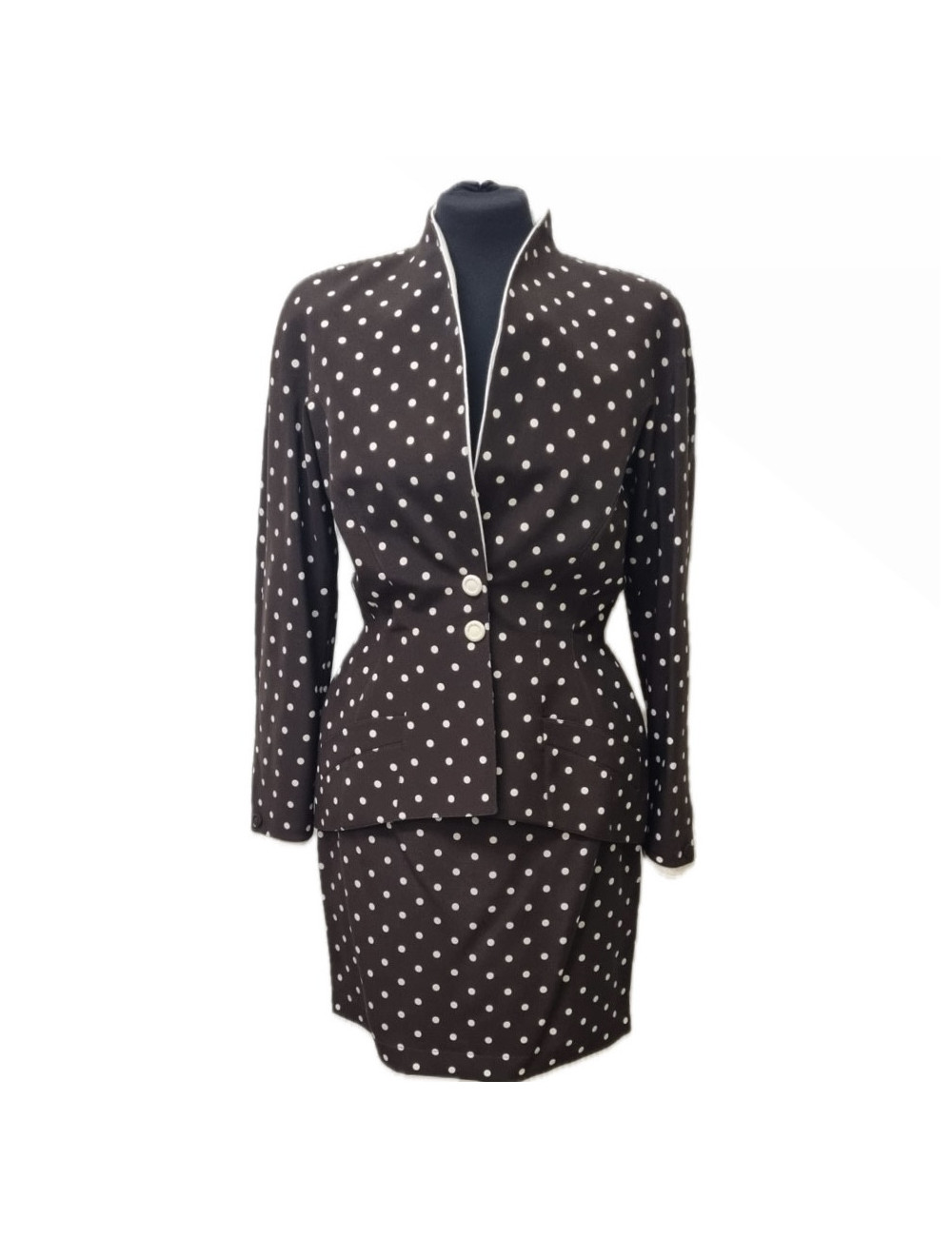 Veste T40 THIERRY MUGLER marron a pois blancs