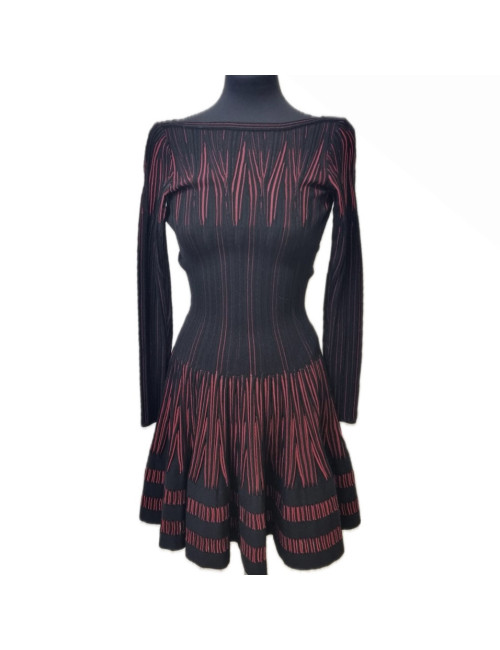 Robe T36 ALAIA volants rouge noir