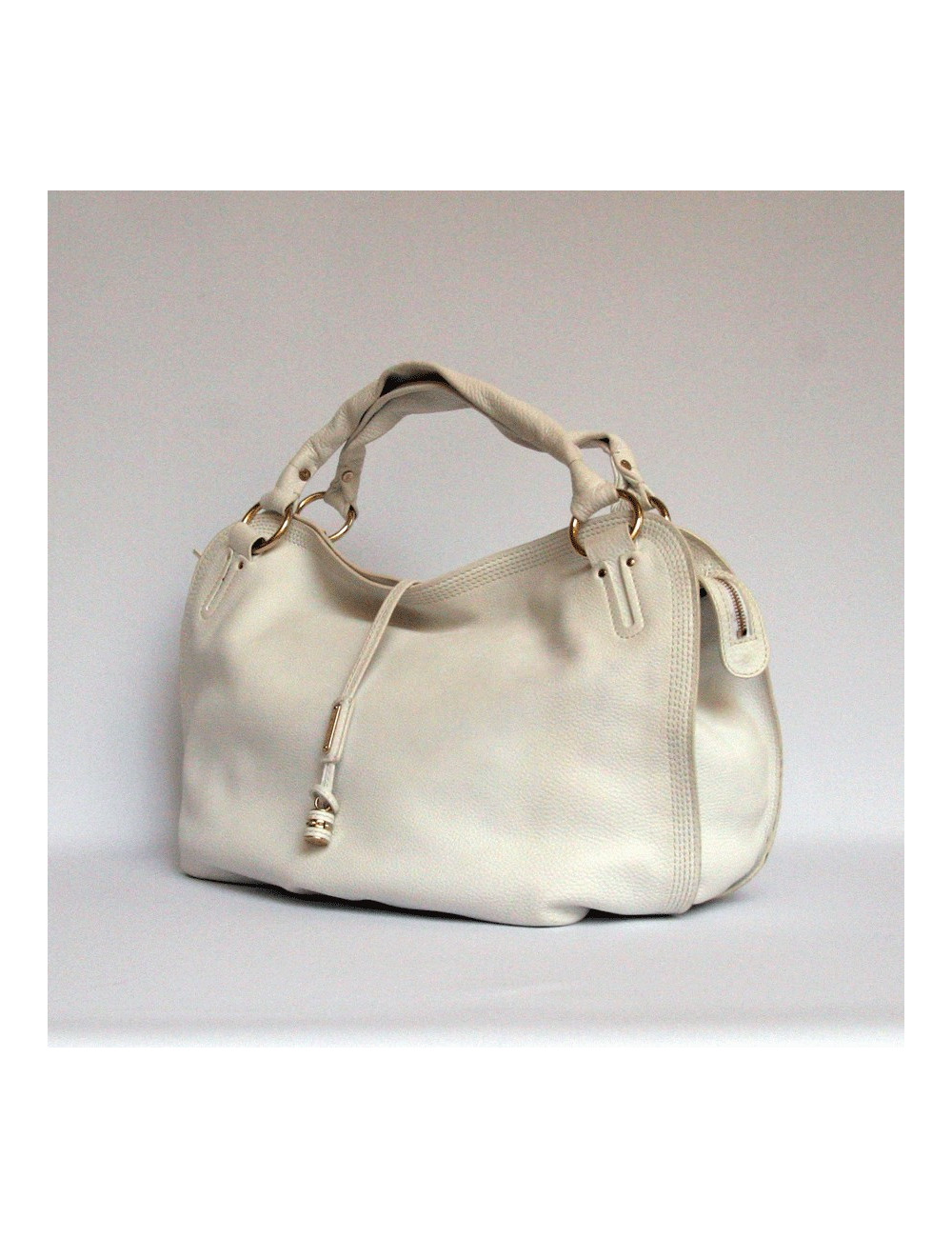 grand cabas CELINE cuir grainé blanc