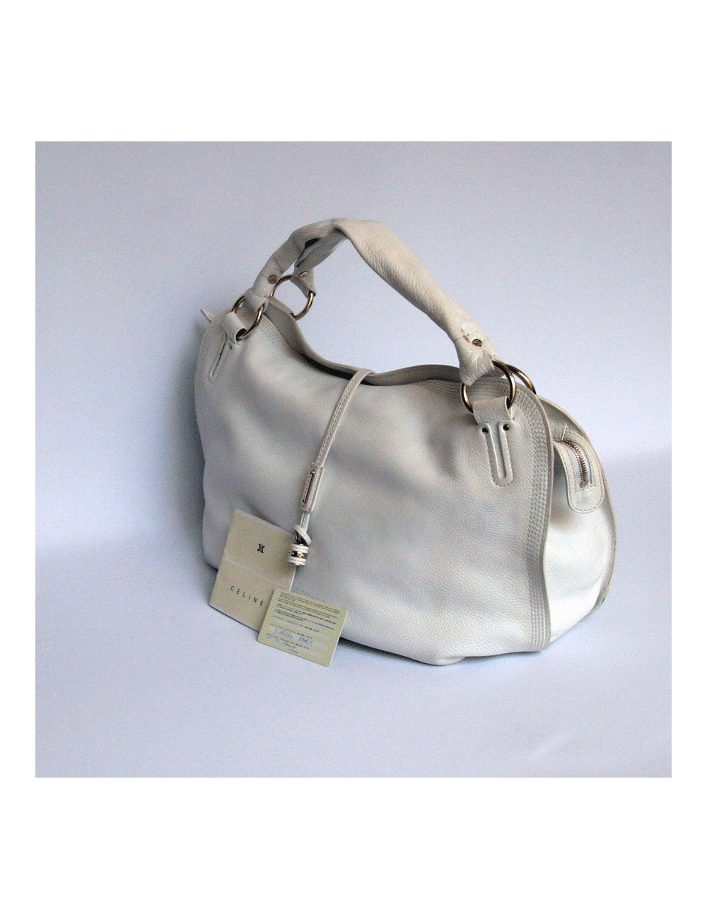 grand cabas CELINE cuir grainé blanc