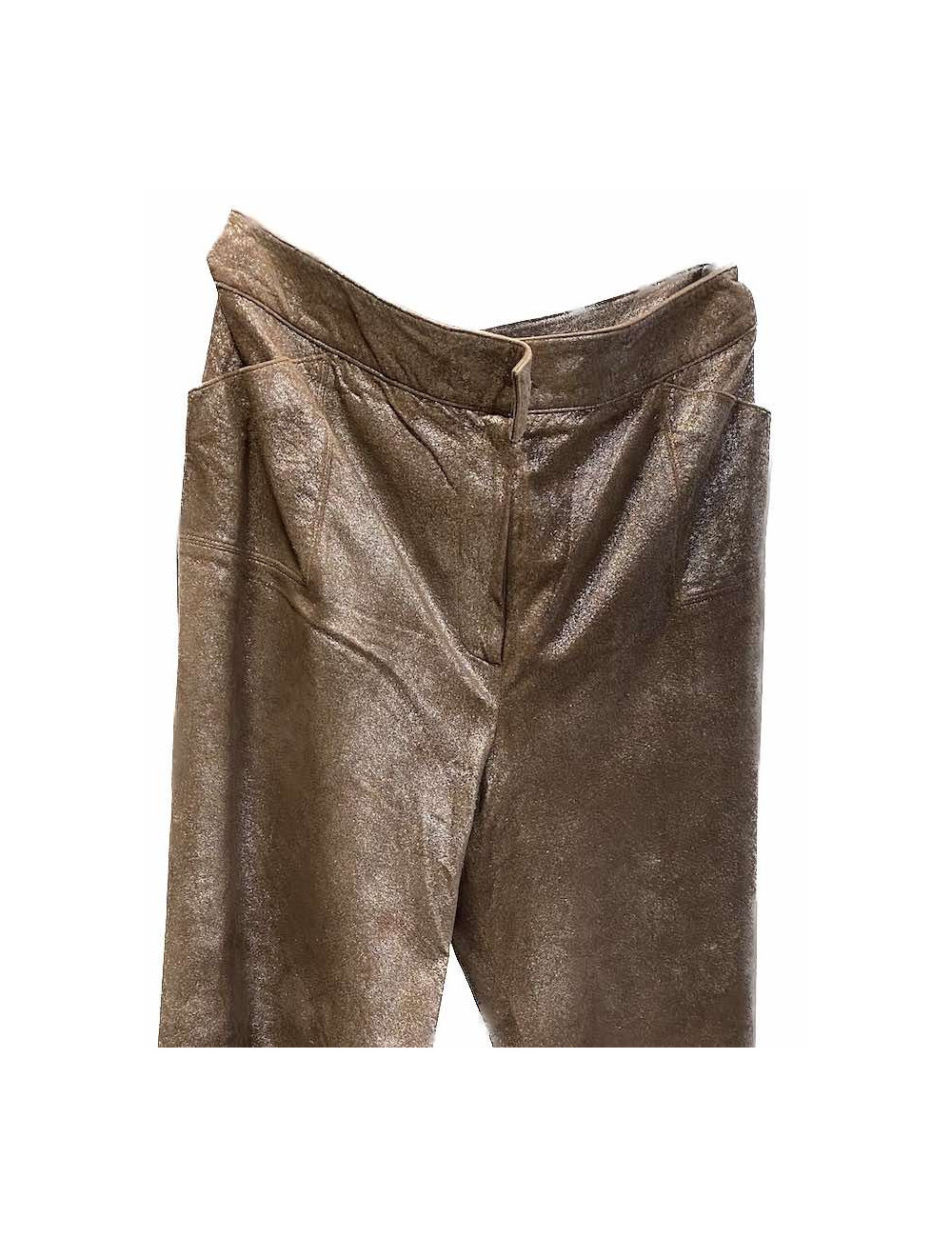 Pantalon T44 CHANEL cuir moiré