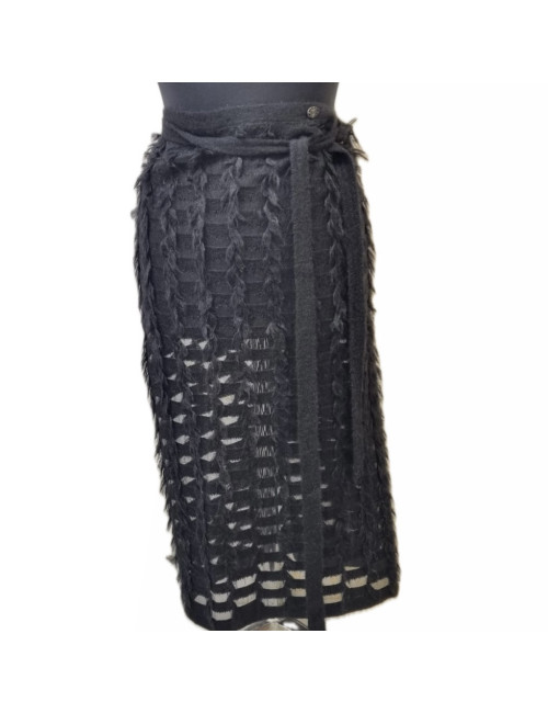 Jupe portefeuille T 36 CHANEL noire