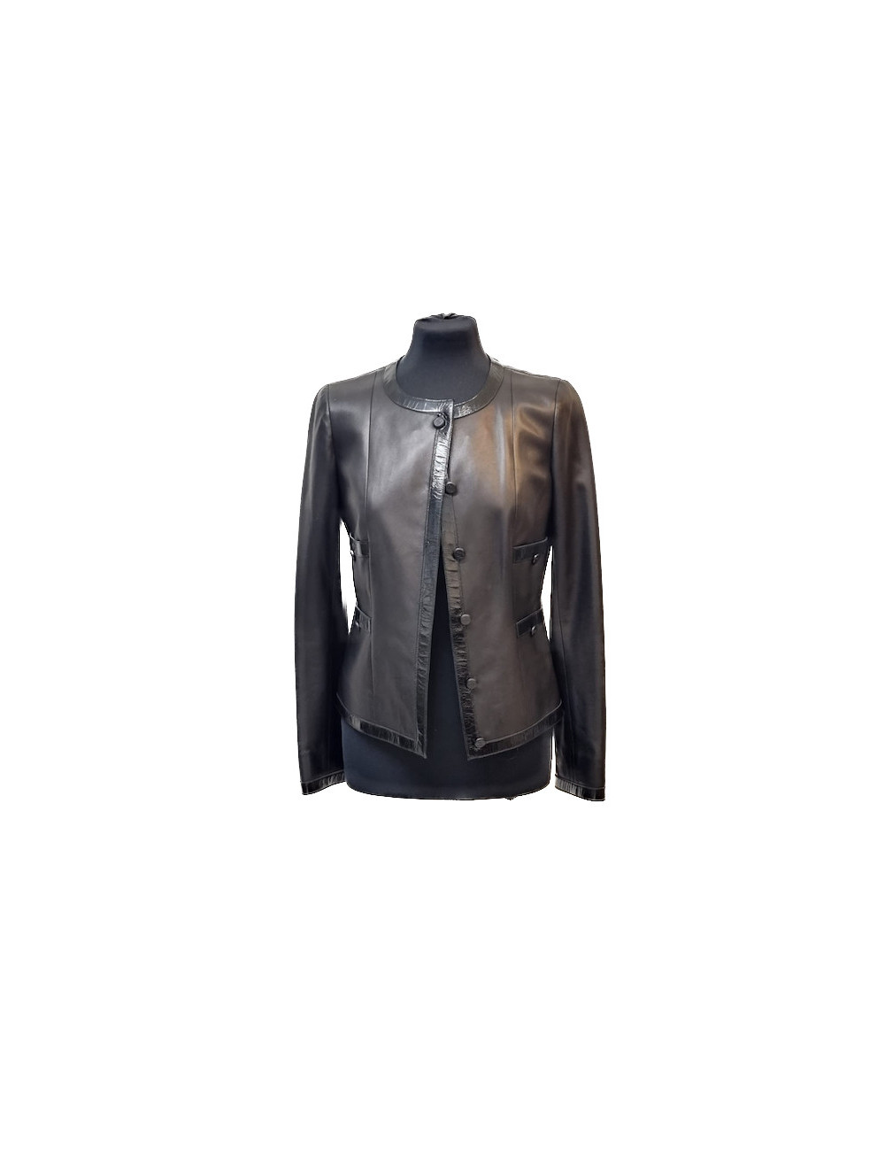 Veste T 36 CHANEL cuir d'agneau noir