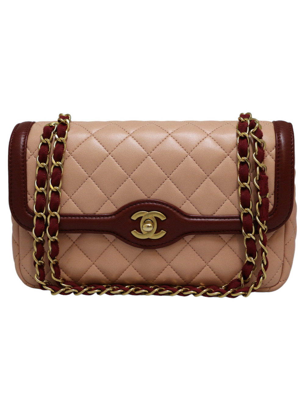 Sac classique CHANEL rose et bordeaux