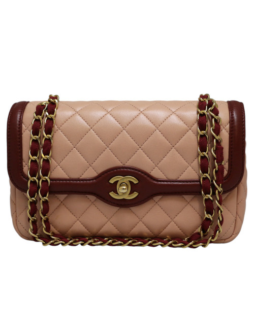 Sac classique CHANEL rose et bordeaux