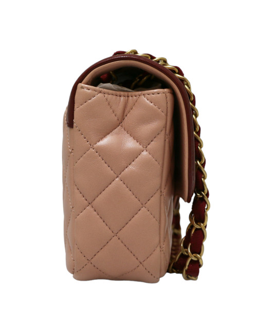 Sac classique CHANEL rose et bordeaux