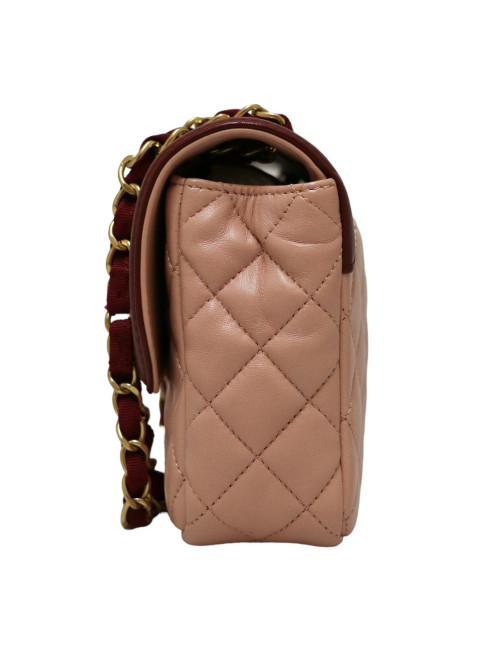 Sac classique CHANEL rose et bordeaux