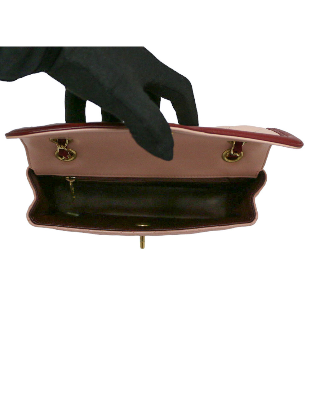 Sac classique CHANEL rose et bordeaux