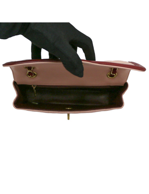 Sac classique CHANEL rose et bordeaux