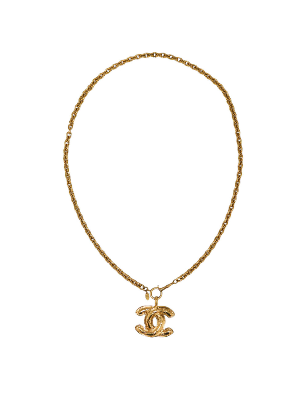 CHANEL vintage chain necklace with quilted CC logo