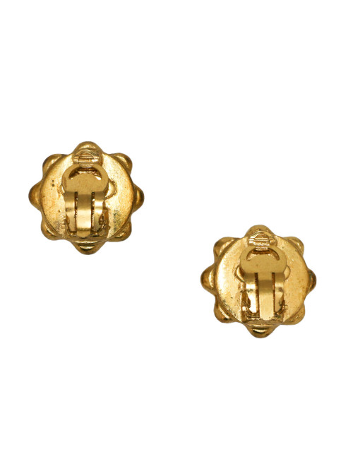 CHANEL vintage red and gold clip-on earrings