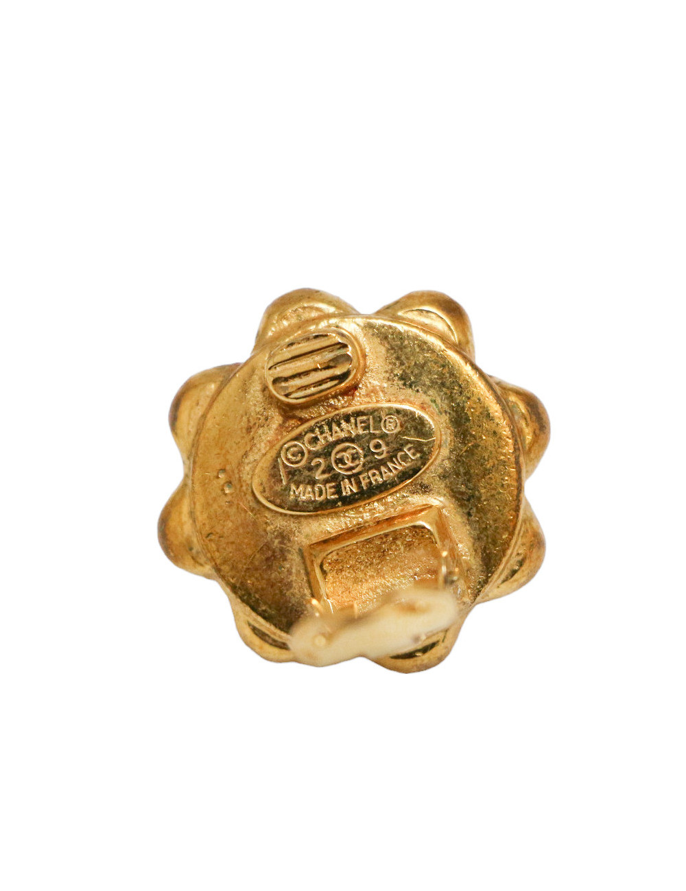 CHANEL vintage red and gold clip-on earrings