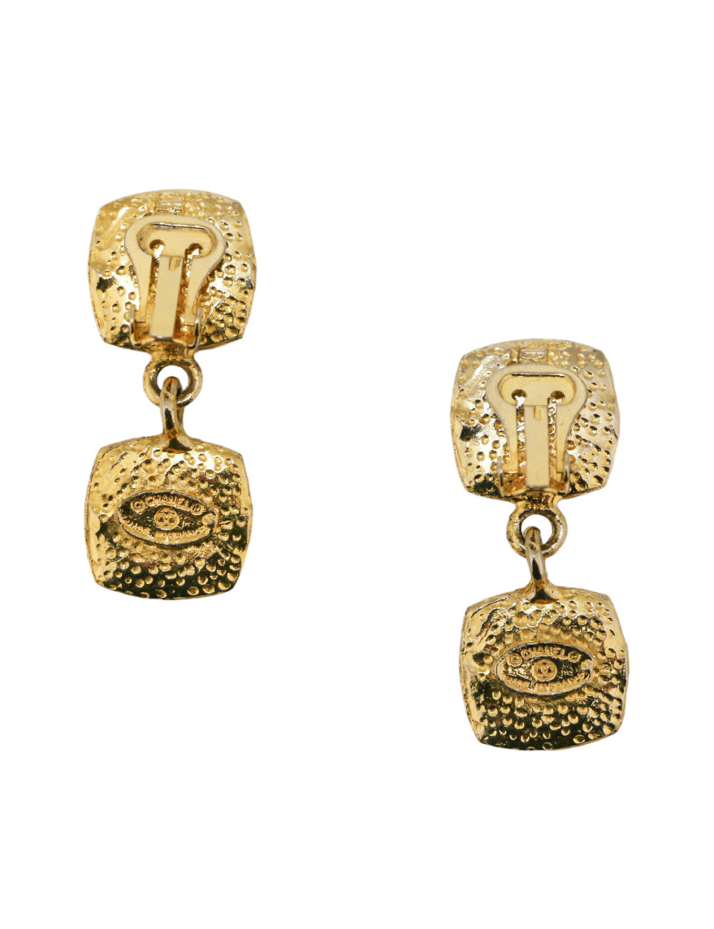 CHANEL vintage gold ans black clip-on earrings