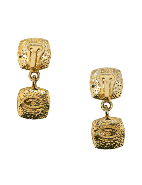 CHANEL vintage gold ans black clip-on earrings