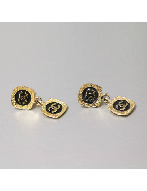 CHANEL vintage gold ans black clip-on earrings