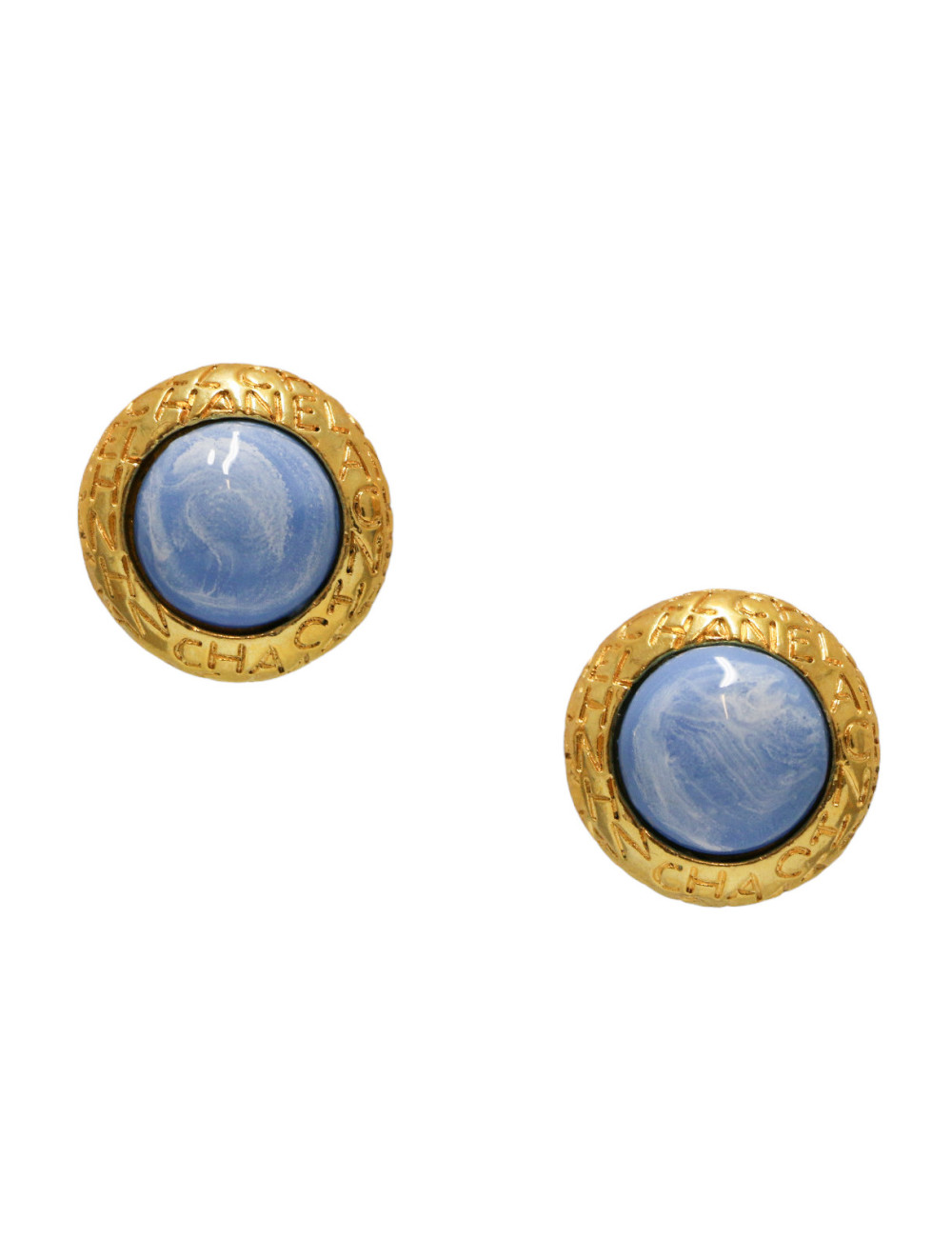 Clips CHANEL pâte de verre bleue