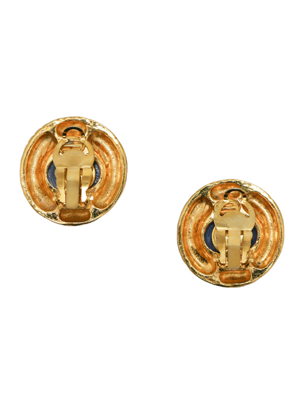 CHANEL vintage clip-on earrings blue molten glass