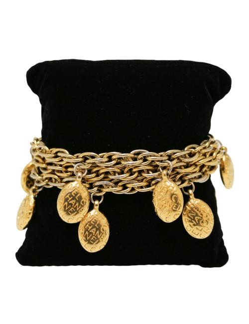 CHANEL vintage multi-row gold pendants bracelet
