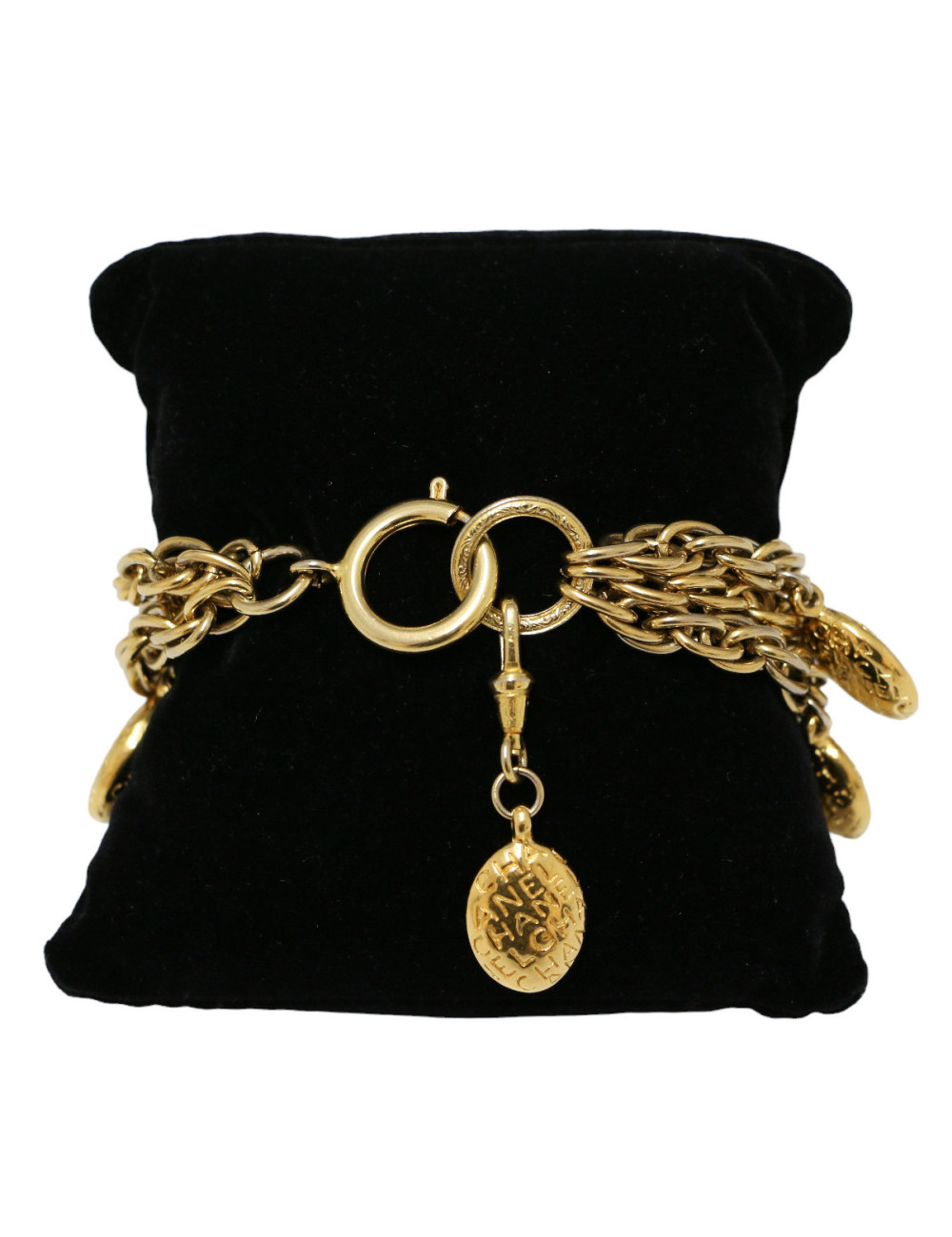 CHANEL vintage multi-row gold pendants bracelet