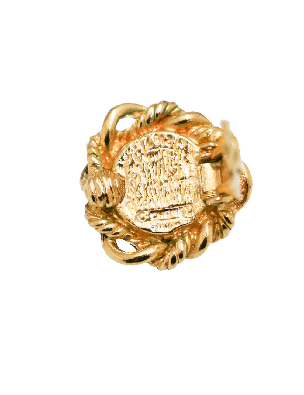 CHANEL vintage mother-of-pearl circular clip-on earrings