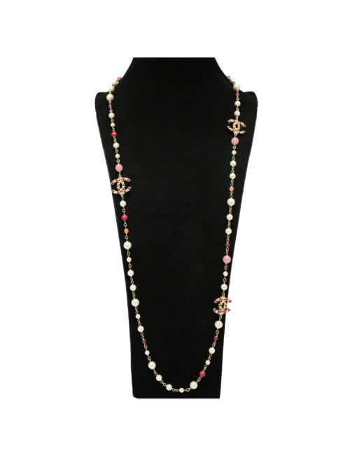 Sautoir Classique CHANEL nacre et rose