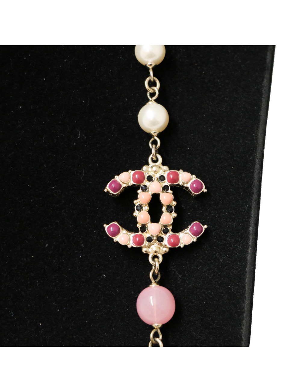 Sautoir Classique CHANEL nacre et rose