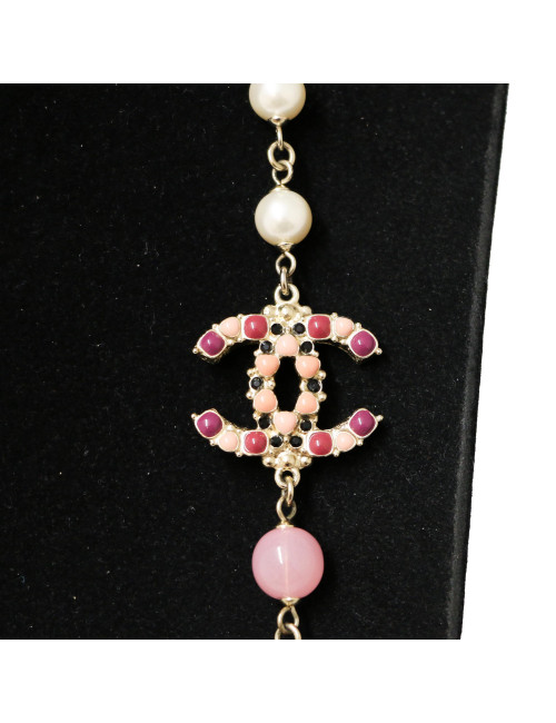 Sautoir Classique CHANEL nacre et rose