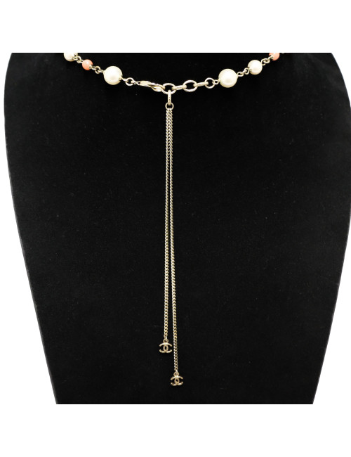 Sautoir Classique CHANEL nacre et rose