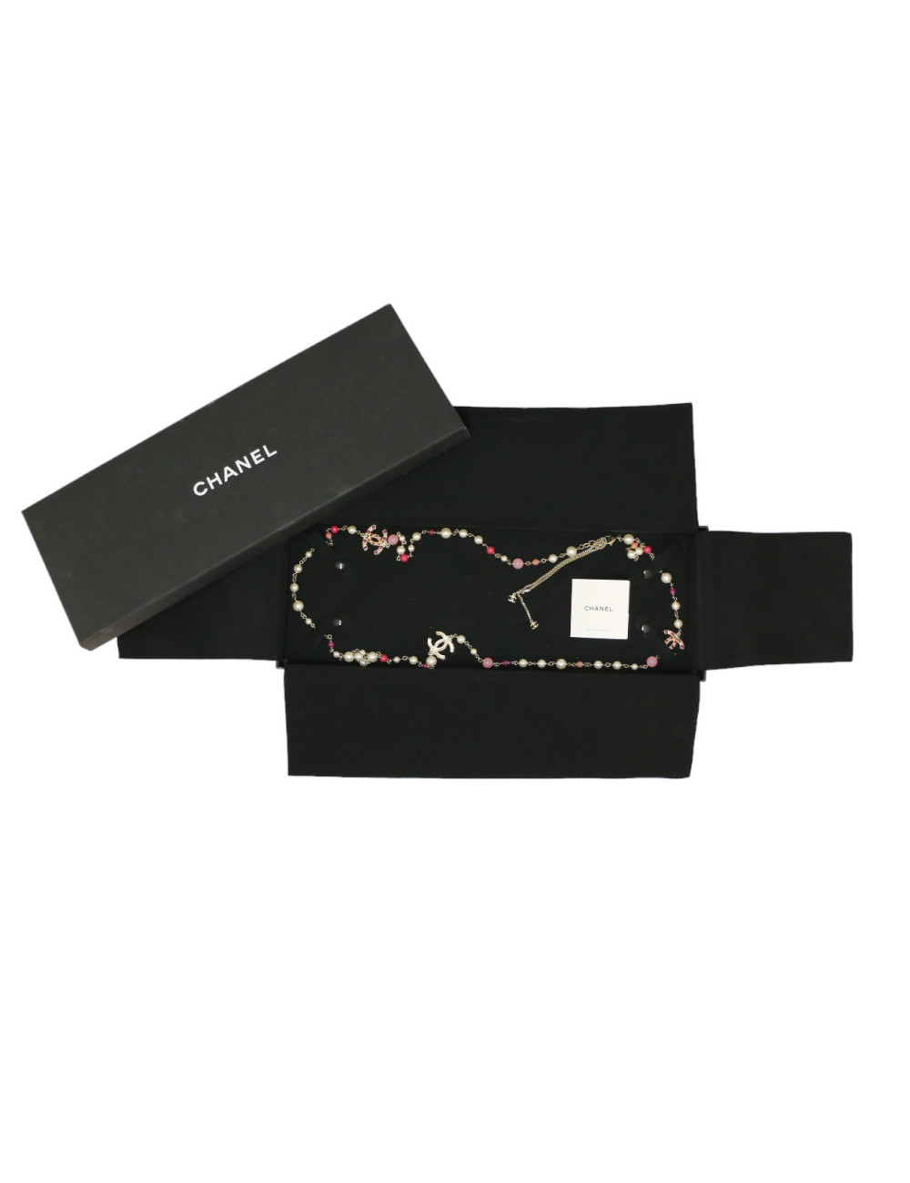 CHANEL silver star long necklace