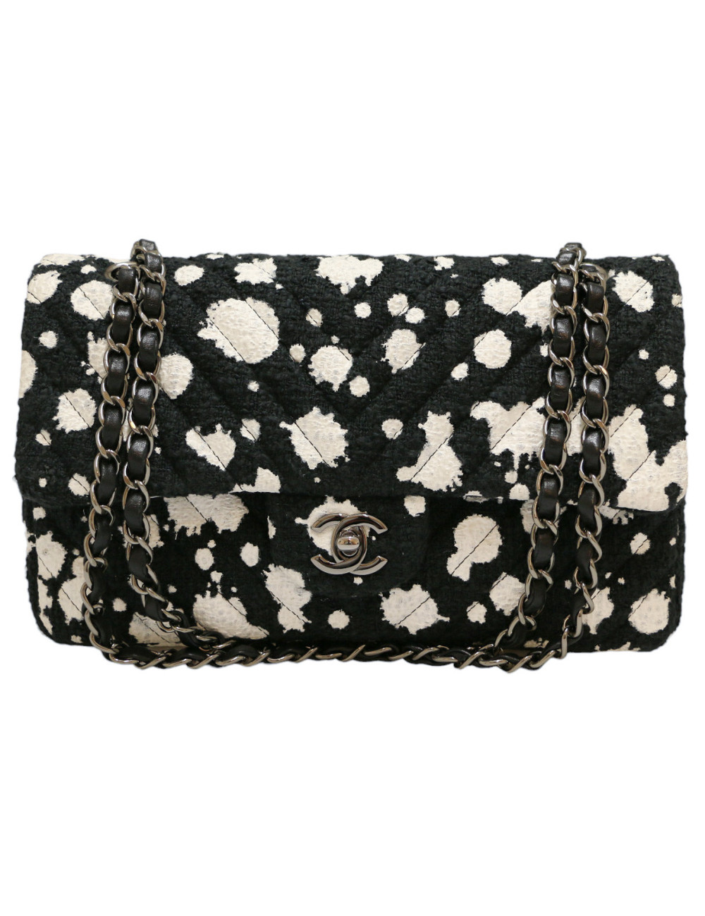 Sac CHANEL tweed noir et blanc