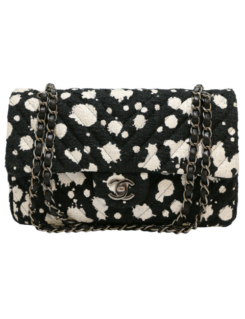 Sac CHANEL tweed noir et blanc