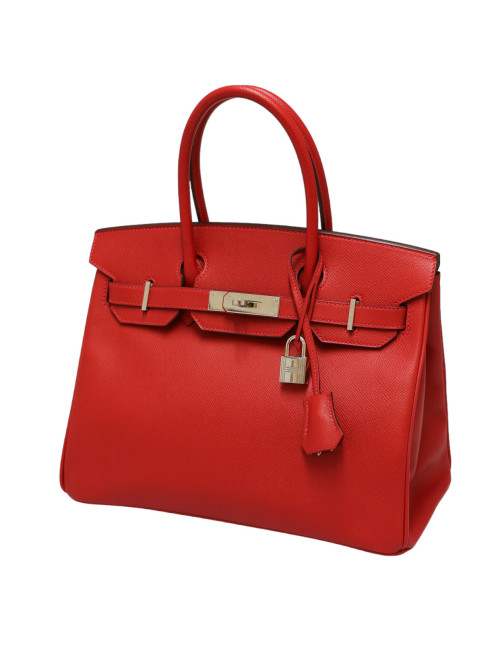 Sac HERMES 30 Birkin veau Epsom rouge casaque