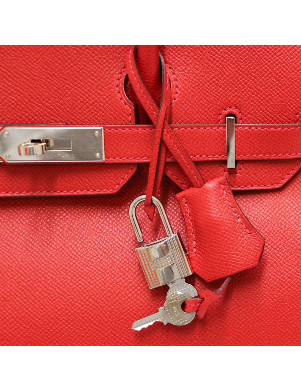 Sac HERMES 30 Birkin veau Epsom rouge casaque