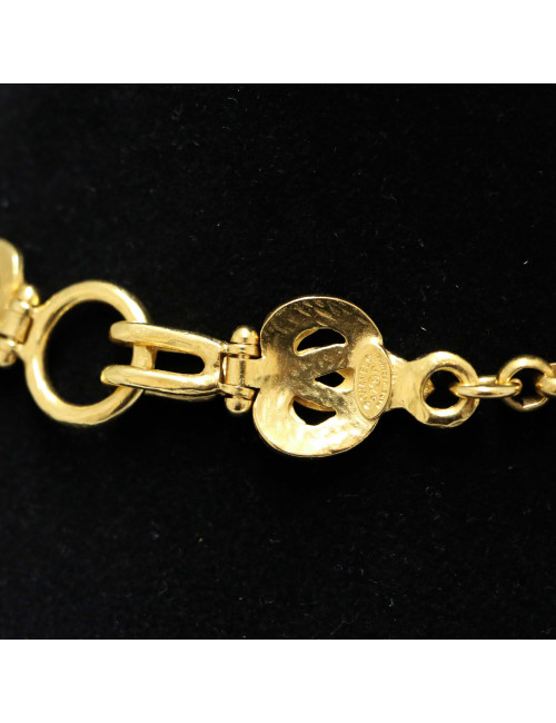 CHANEL long chain necklace with gold CC pendant