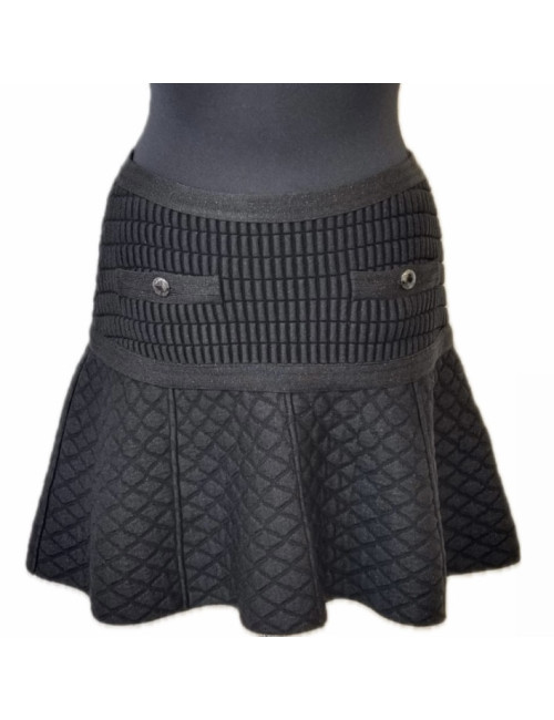 Jupe T 36 CHANEL noire fils d'argent 