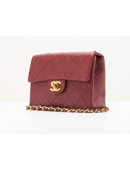 Petit sac à rabat CHANEL bordeaux