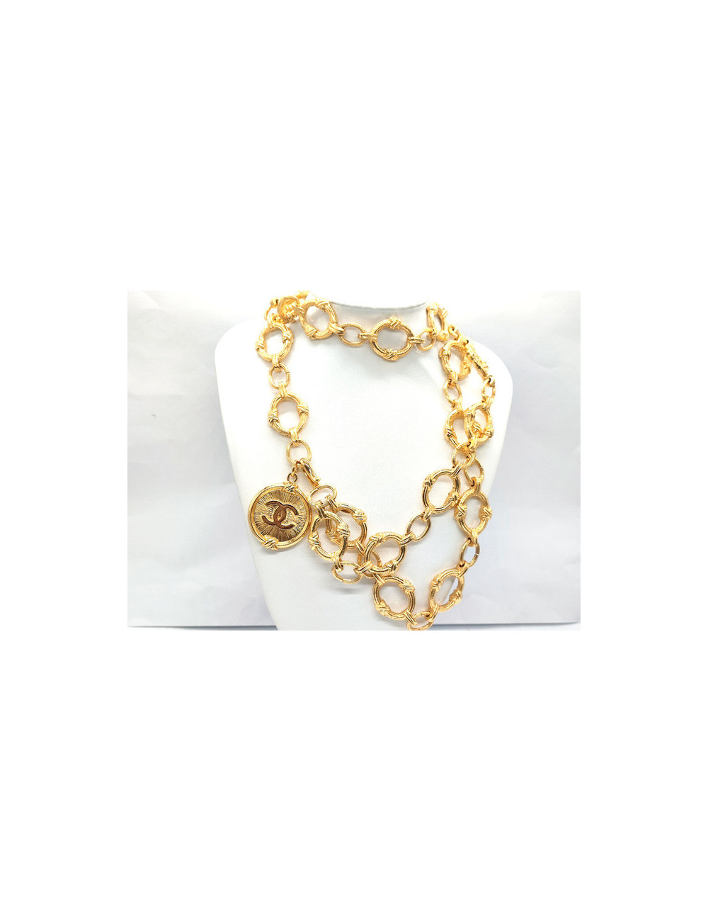 CHANEL gilded double chain belt