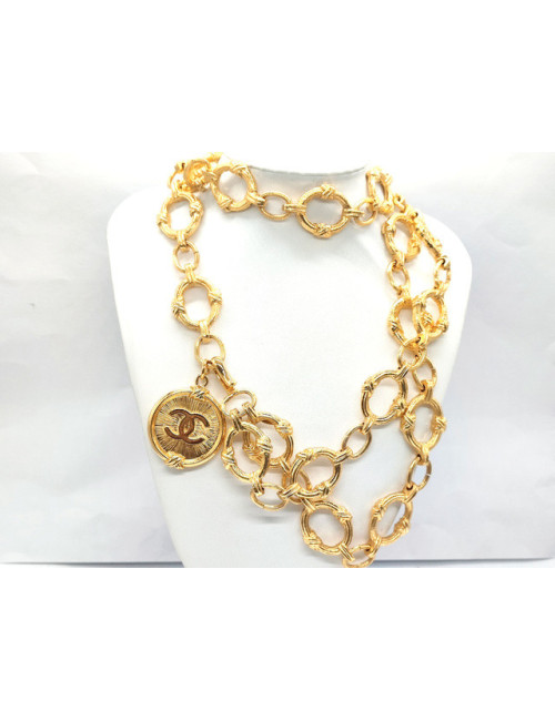 CHANEL gilded double chain belt