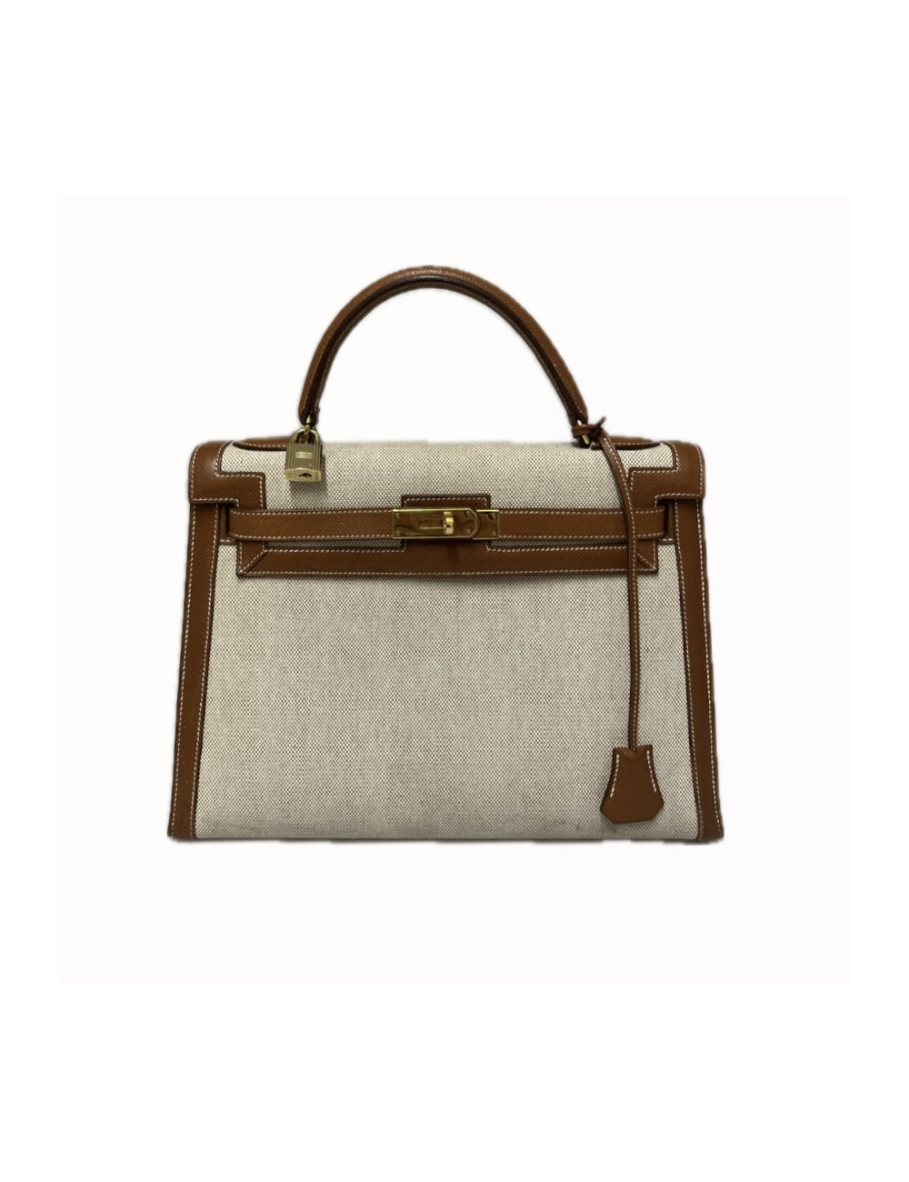 Kelly 32 HERMES toile et cuir Vintage